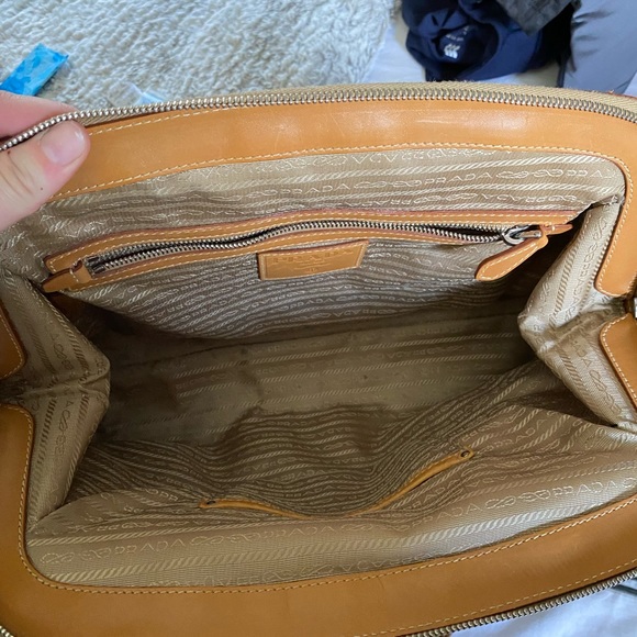 PRADA Vitello Daino Trimmed Canapa Logo Frame Bag - Picture 15 of 17